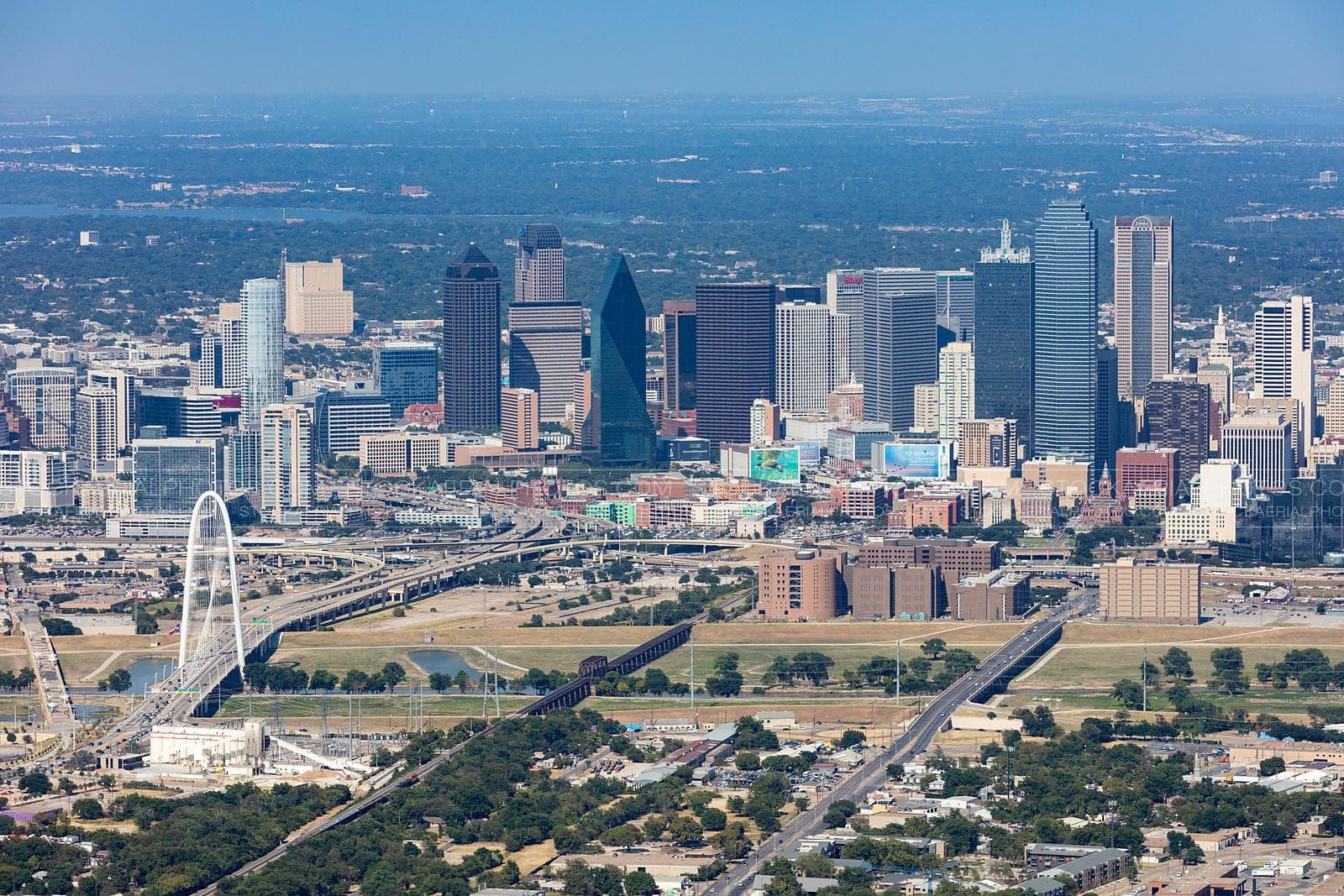 Dallas skyline aerial view