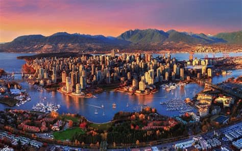 Vancouver aerial peninsula and mountains