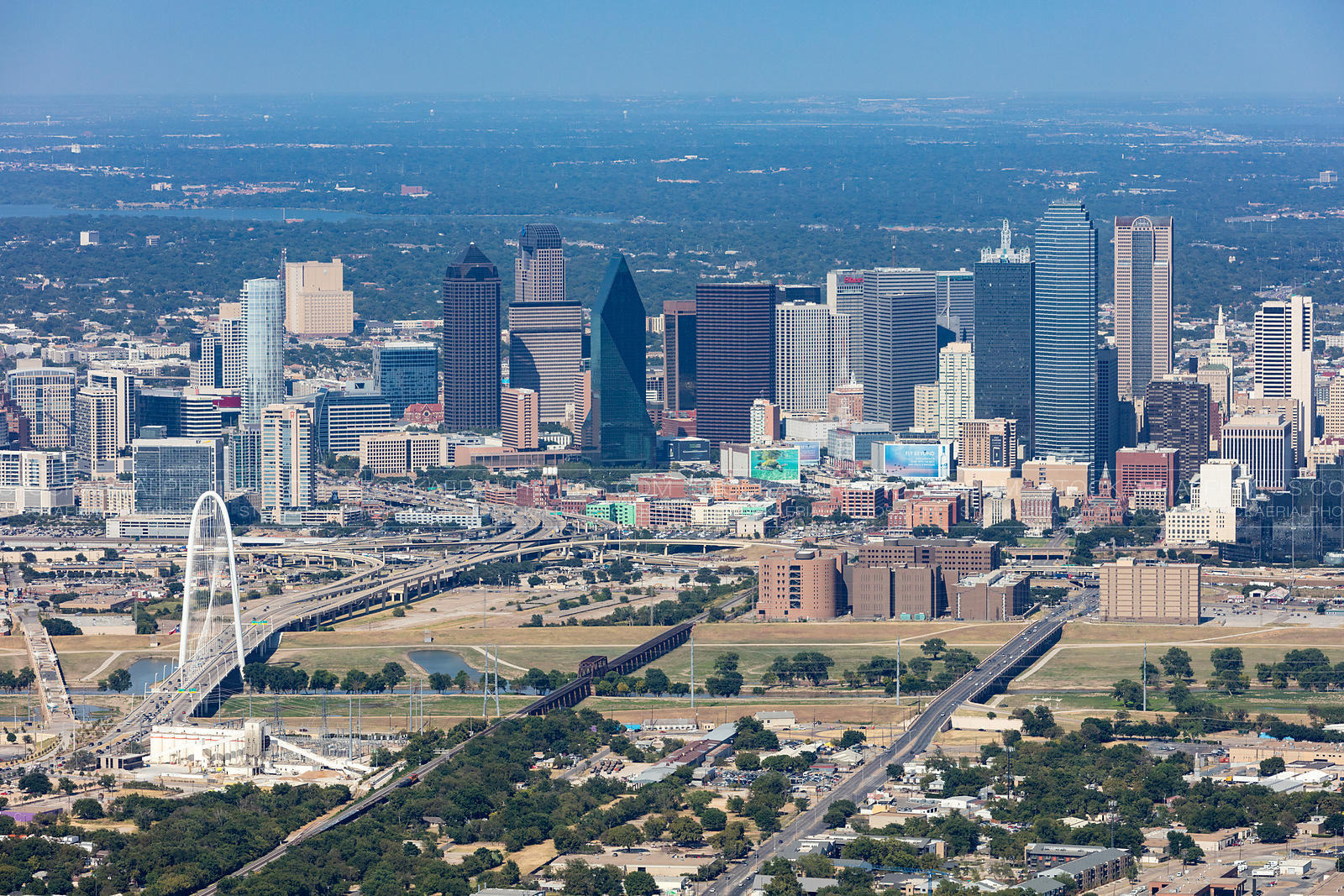Dallas skyline aerial view